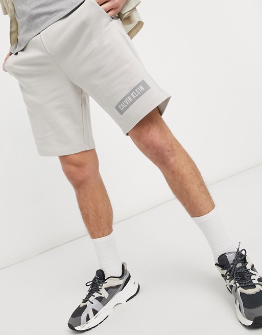 Calvin Klein Performance front logo sweat shorts in cloud nine grey