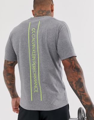 Calvin Klein Performance – Grå t-shirt med mesh baktill och logga