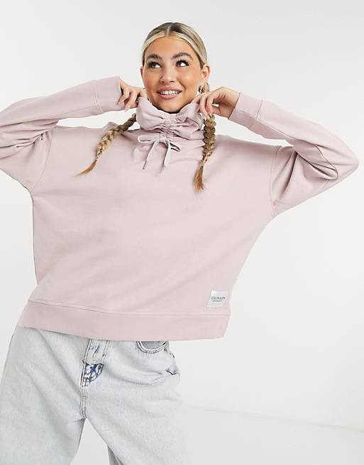 Calvin Klein Performance half zip funnel neck sweatshirt in pink | ASOS