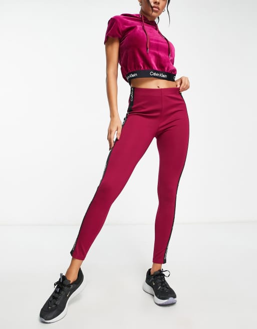 Calvin Klein Performance Varsity-Stripe High-Waist Leggings-XS-Hot Magenta  Combo