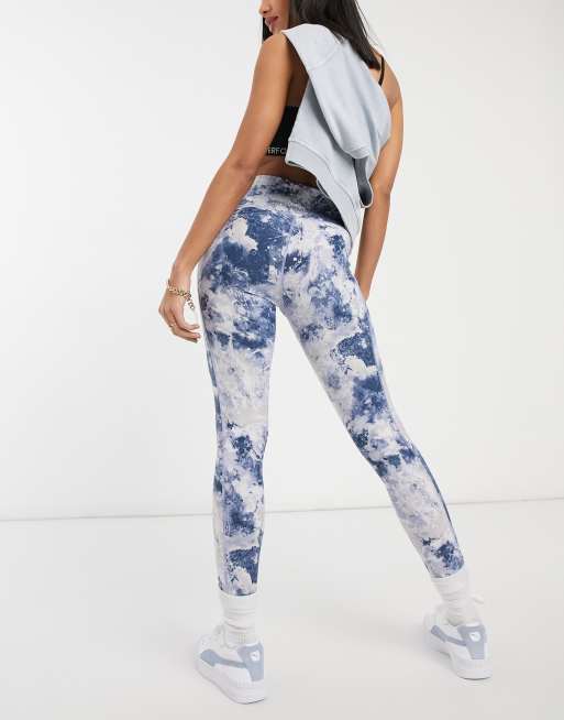 Calvin Klein Performance High Waisted Logo Legging In Blue Print