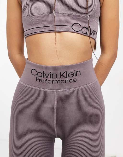 Calvin Klein Womens Performance Active Ribbed Leggings 