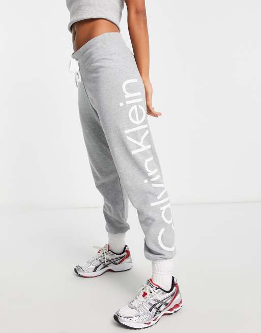 Calvin Klein Performance large logo cuffed joggers in grey ASOS