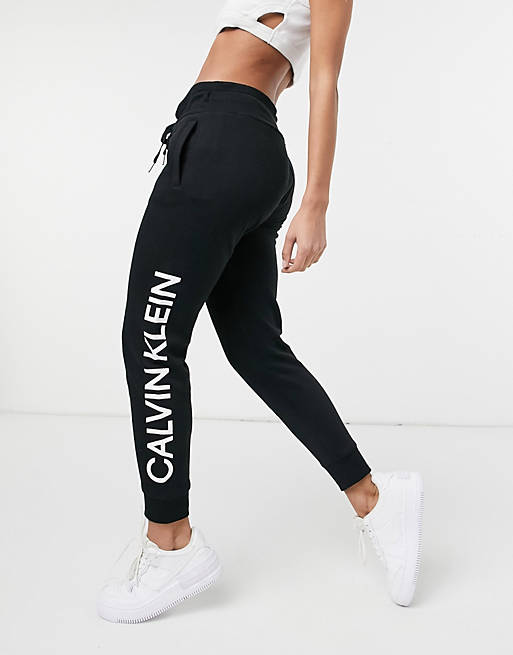 Calvin Klein Performance logo cuffed sweatpants in black | ASOS