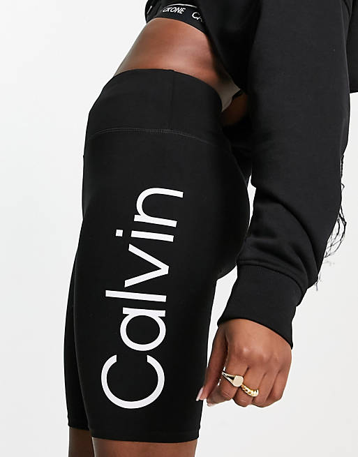 Calvin Klein Performance logo high waist short leggings in black | ASOS