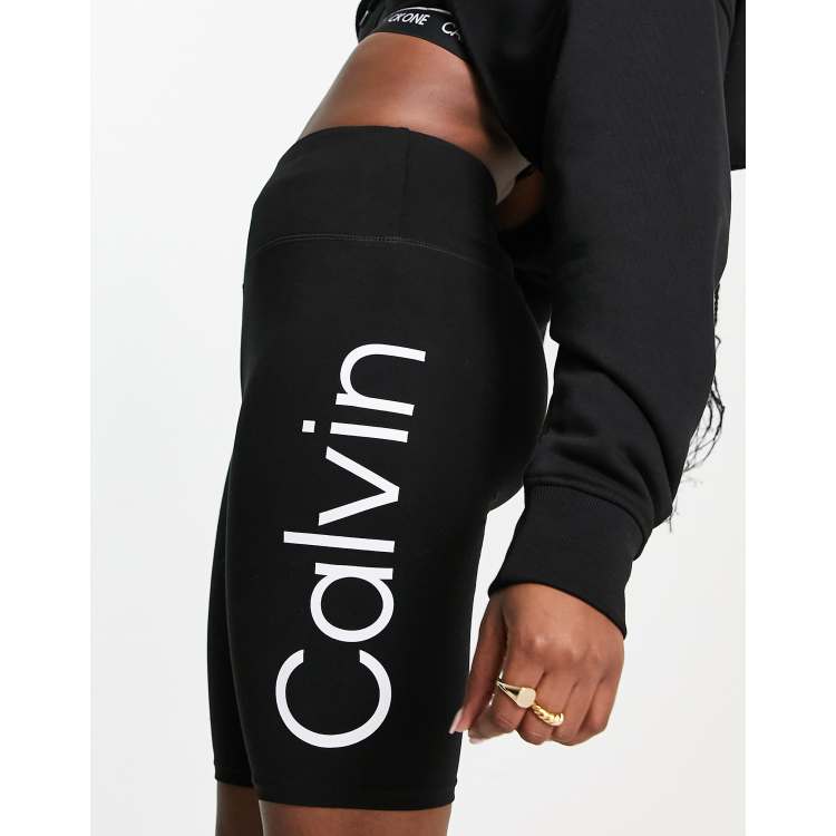 Calvin Klein Performance logo high waist short leggings in black