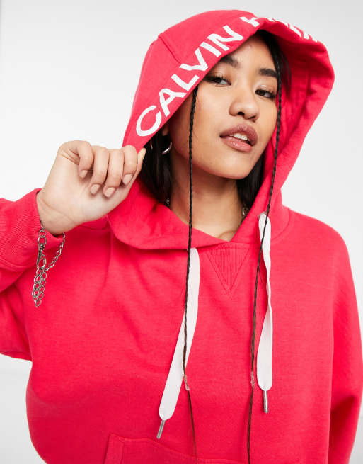 Calvin Klein Performance logo hoodie in red