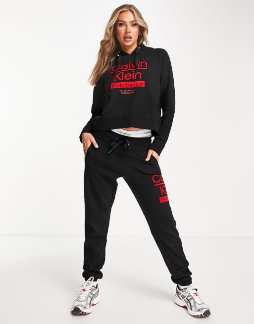 Calvin Klein Performance Logo Leg Sweatpants In Black, Ck Jogging Pants