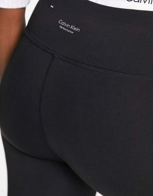 Calvin Klein Performance logo mesh detail cropped leggings in