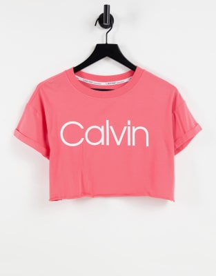 Calvin Klein Performance Logo Short Sleeve Rolled Cuff Cropped T