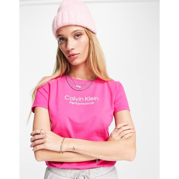 short ASOS Performance Calvin t-shirt | in Klein pink logo sleeve