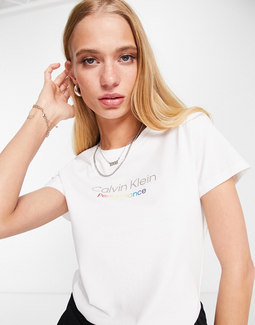 Calvin Klein Performance logo short sleeve t-shirt in white