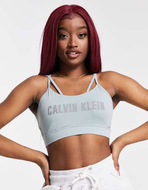 Calvin Klein Performance co-ord logo band sports bra in olive