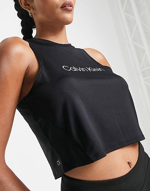 Calvin Klein Performance logo tank top in black | ASOS