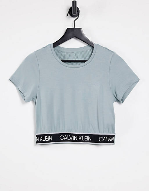 Calvin Klein Performance logo tape t shirt co-ord in green