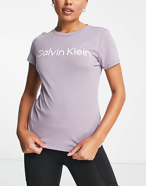 Calvin Klein Performance logo tee in lilac | ASOS