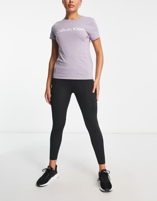 Calvin Klein Performance logo tee in lilac ASOS