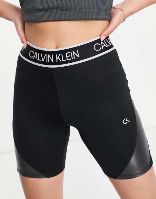 Calvin Klein Performance logo waist legging short co-ord in black