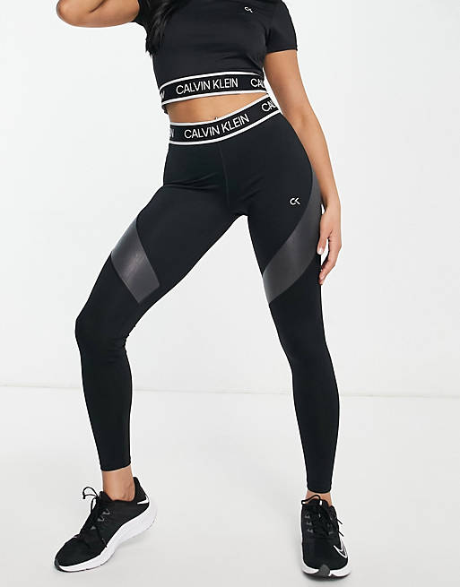 Calvin Klein Performance logo waist workout legging co-ord in