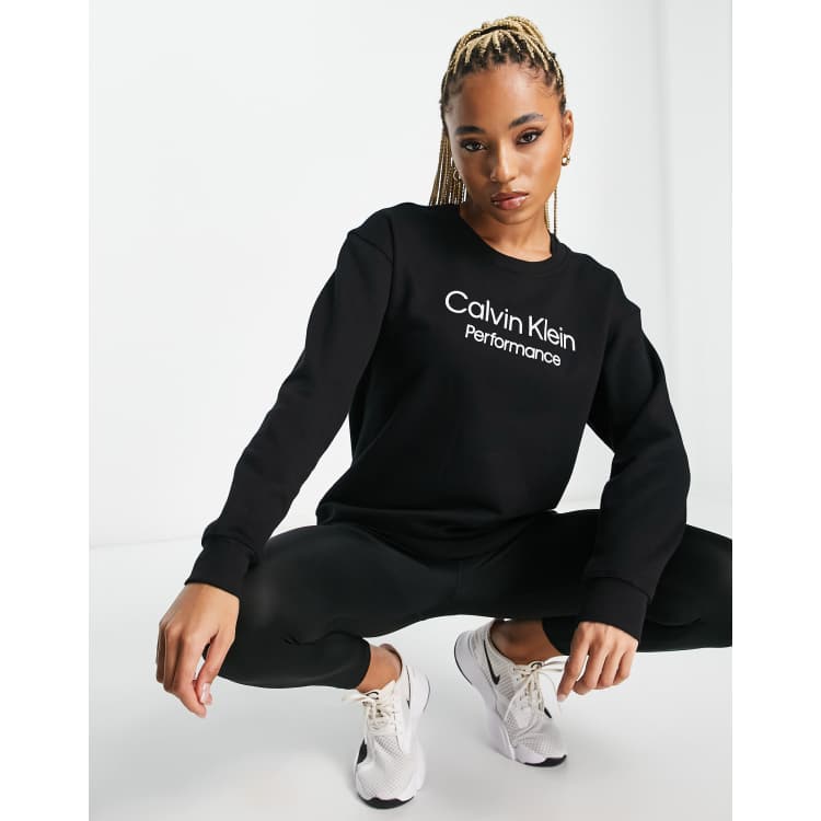 Calvin Klein Performance long sleeve logo sweatshirt in black | ASOS