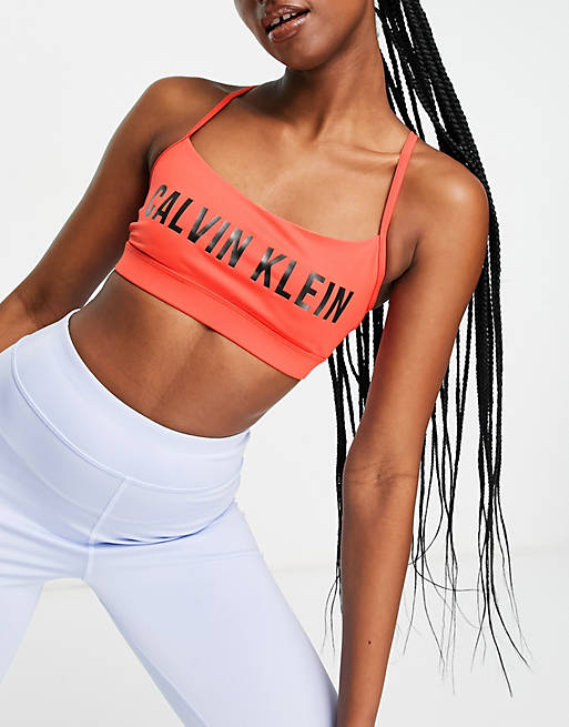 Calvin Klein Performance low impact sports bra co-ord in orange