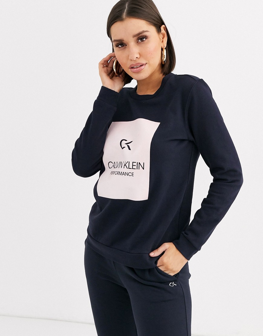 Calvin Klein Performance – Marinblå sweatshirt med logga