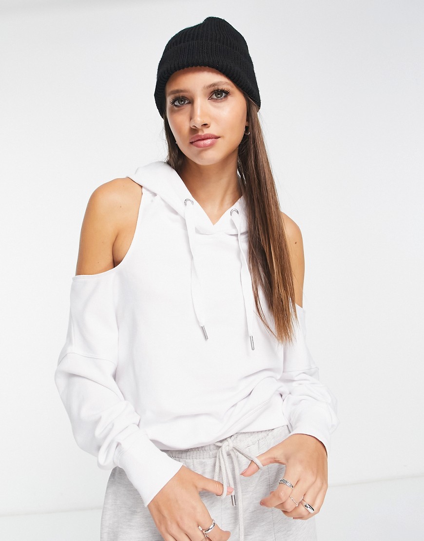 Calvin Klein Performance open back and shoulder hoodie in white
