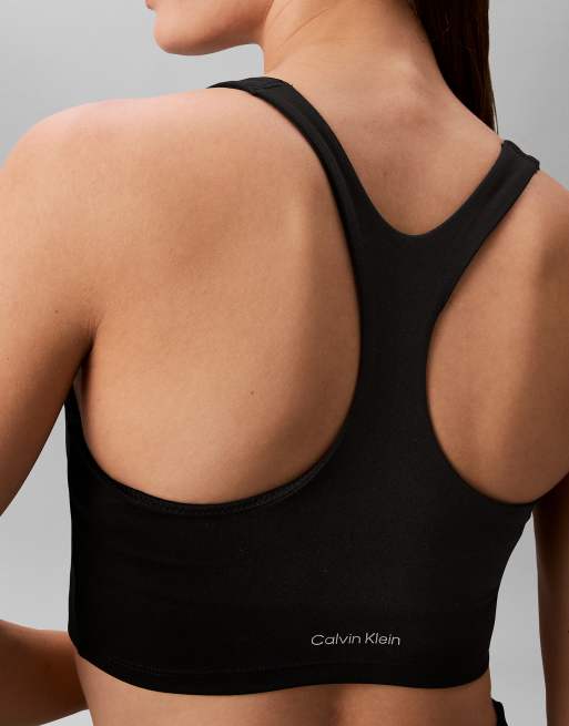 Calvin Klein Performance Quick-dry longline racerback sports bra in black, 6 of 6