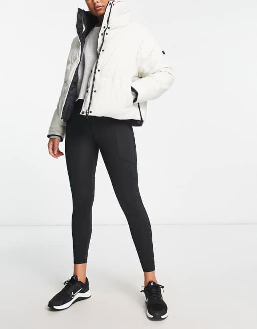 Calvin Klein Performance reversible oversized puffer coat in black/off white