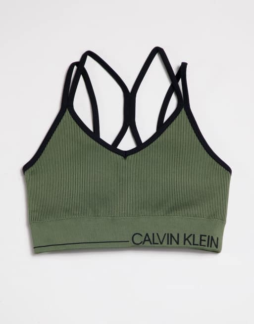 Green and white calvin cheap klein bra