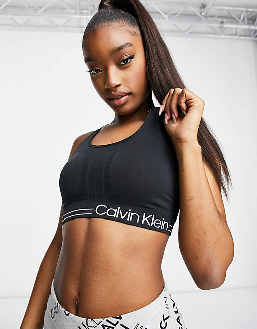 Calvin Klein Performance seamless sports bra in black | ASOS