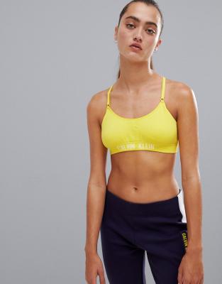 yellow calvin klein sports bra