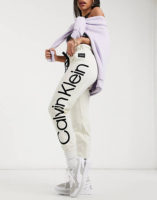 Calvin Klein Performance side logo sweatpants in white | ASOS