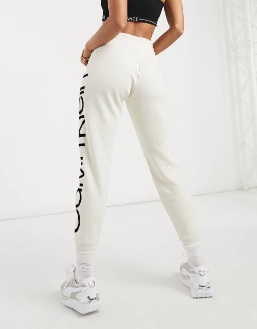 Calvin Klein Performance side logo sweatpants in white ASOS