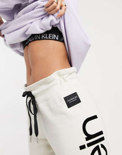 Calvin Klein Performance side logo sweatpants in white