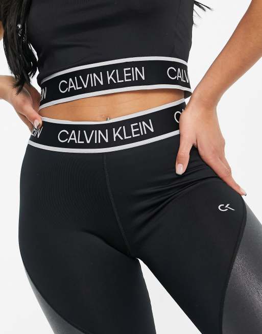 Calvin Klein Performance – Svarta träningsleggings med logga på midjan, del av set, 3 av 4