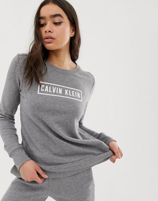 Calvin Klein Performance - Sweatshirt zonder sluiting met logo in gemêleerd grijs