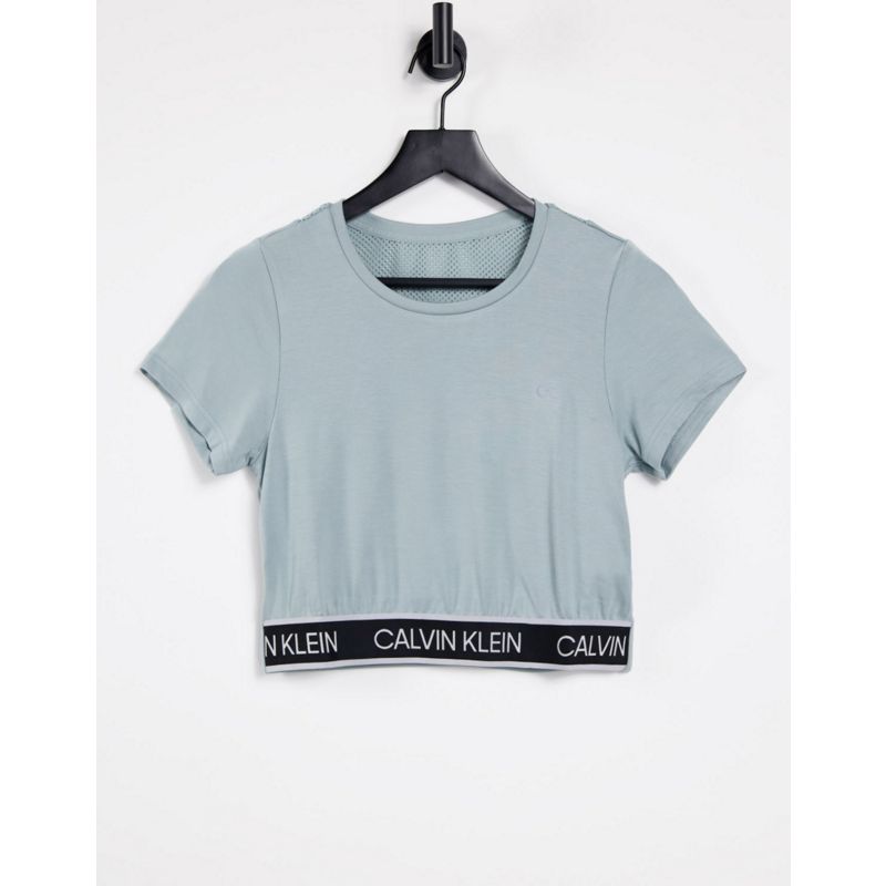 Activewear Donna Calvin Klein - Performance - T-shirt con fettuccia con logo, colore verde in coordinato