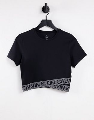  Calvin Klein Performance - T-shirt crop top à bande logo - Noir