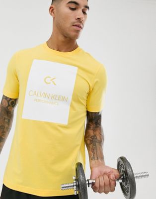 Calvin Klein Performance - T-shirt met logo in geel