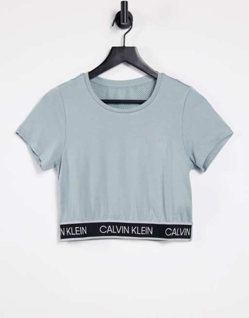 Calvin Klein Performance - T-shirt met logobies in groen, deel van co-ord set