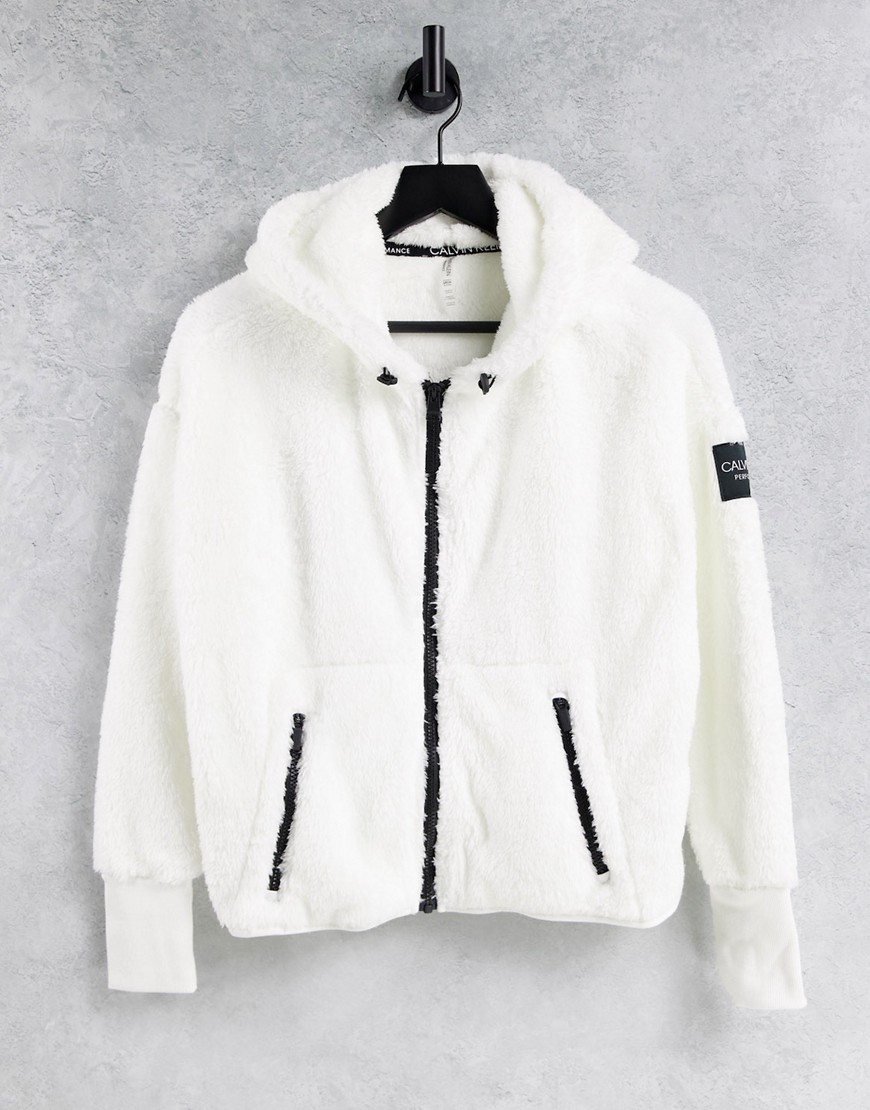 Calvin Klein Performance zip front hoodie in gray-Grey