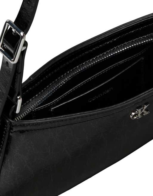 Calvin Klein - Petit sac porté épaule à logo métallique - Noir, 3 de 4