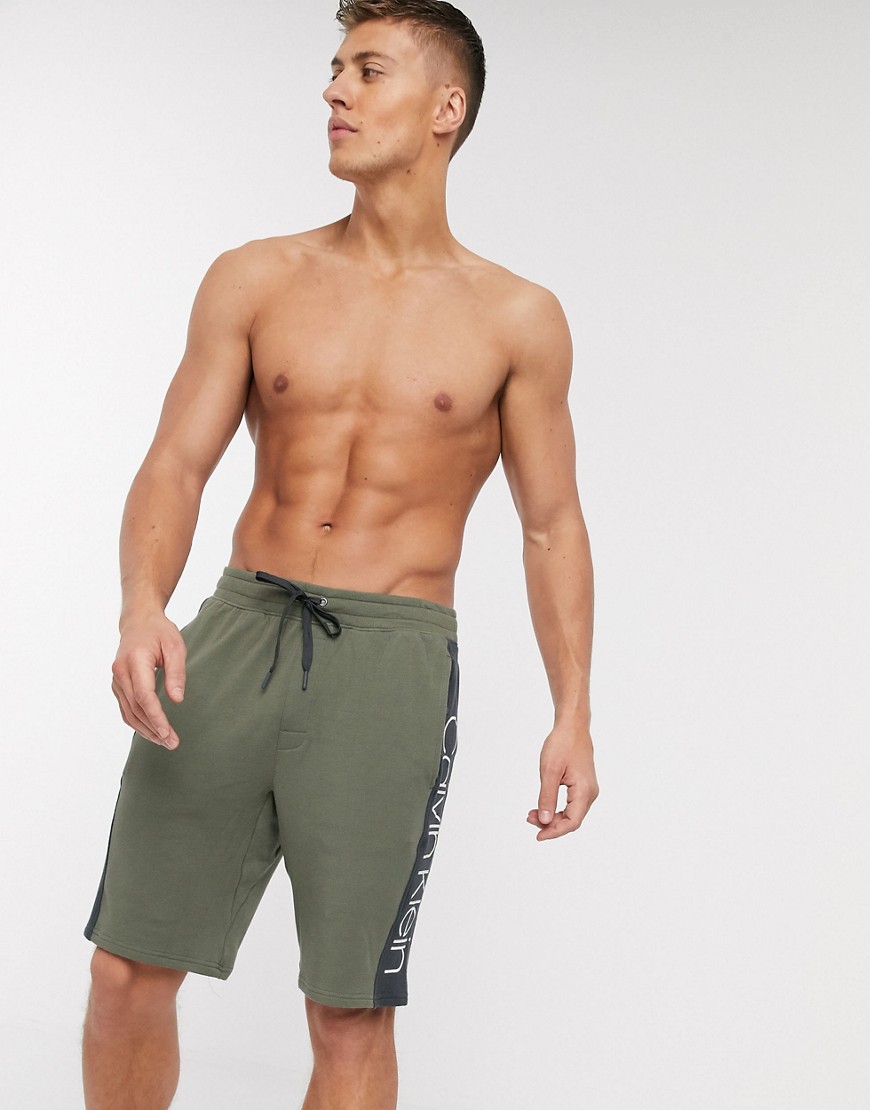 Calvin Klein Pieced lounge shorts co-ord in khaki-Green