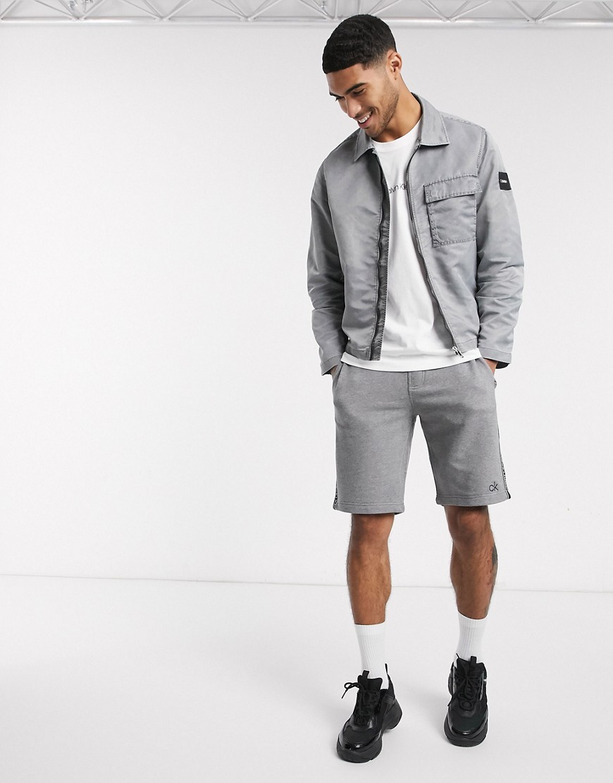Calvin Klein pigment coated nylon jacket in grey-Black