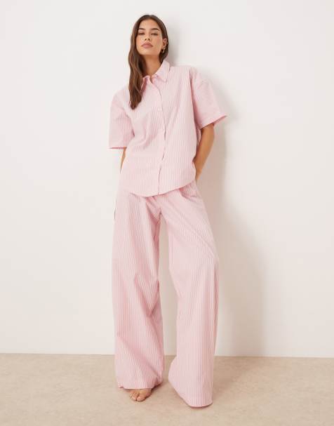 Calvin Klein - Pink langærmet pyjamassæt med striber - view 1