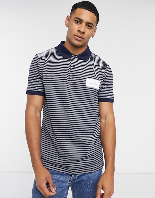 Calvin Klein pique oxford stripe polo shirt