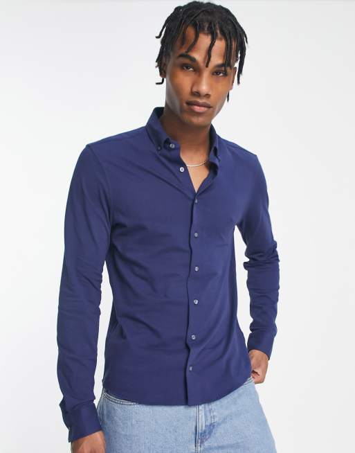 Calvin klein 2024 navy blue shirt