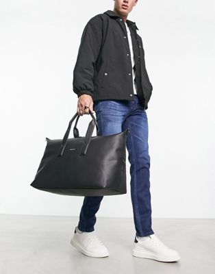 Calvin Klein pique weekender bag in black
