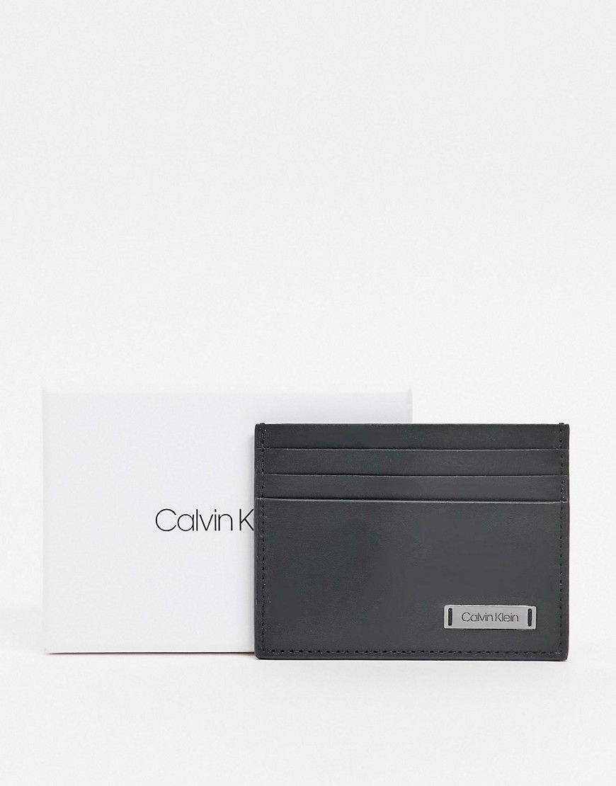 Calvin Klein Plaque card holder in black